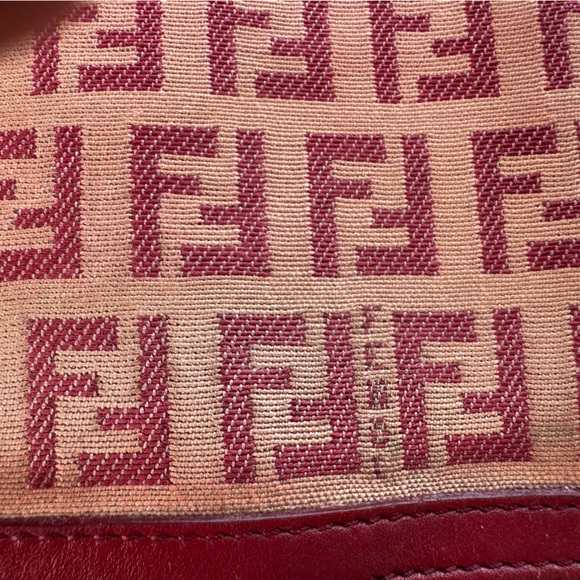 FENDI Vintage Zucca Red and Tan Canvas Snap Wallet W/Dust Bag - Picture 2 of 15